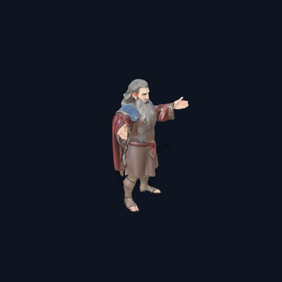 Elder Sage Rigged and Animated D Character Model